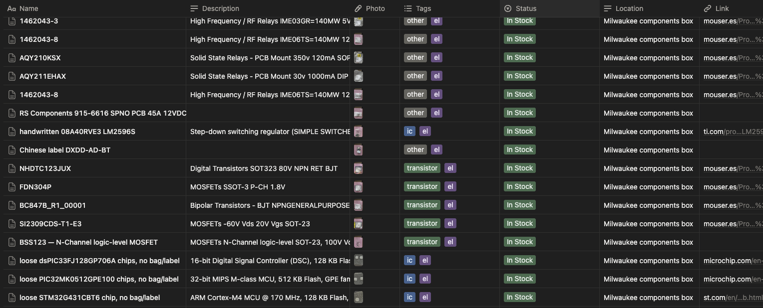 Notion inventory database