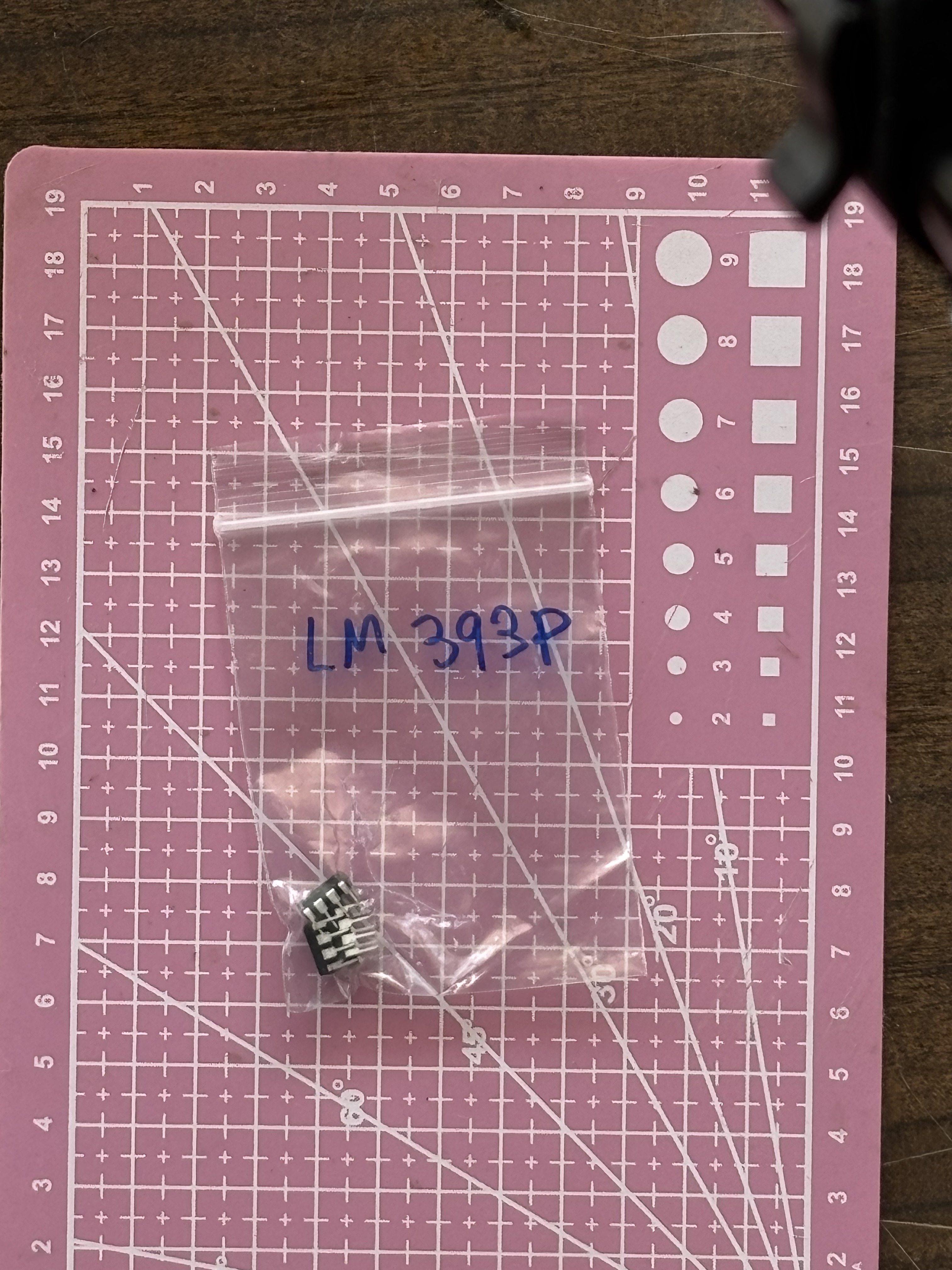 Handwritten LM393P component bag